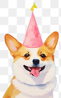 PNG Corgi wearing a birthday hat representation celebration pomeranian.