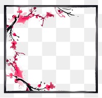 PNG Stroke outline pink chinese plum frame blossom flower plant.