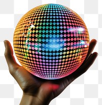 PNG A hand with disco ball sphere night fun. AI generated Image by rawpixel.