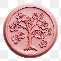 PNG  Seal Wax Stamp cherry blossom locket white background accessories.