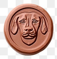 PNG  Seal Wax Stamp face dog white background anthropomorphic representation.