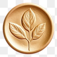 PNG  Seal Wax Stamp leaf plant gold white background.