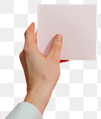PNG  Hand holding sticky note paper origami yellow.