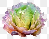 PNG  Cabbage iridescent vegetable food art.