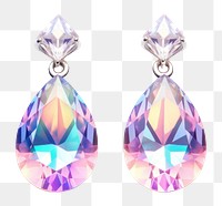 PNG  Crystal earrings iridescent amethyst gemstone jewelry.