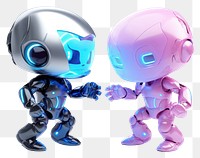 PNG  Cute robot fighting stance iridescent electronics futuristic technology.