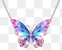 PNG  Butterfly shapped necklace iridescent gemstone jewelry pendant.