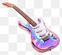 PNG  Guitar on fire iridescent white background string purple.