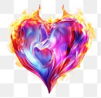 PNG  Heart on fire iridescent illuminated creativity abstract.