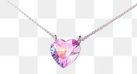 PNG  Heart shaped necklace iridescent gemstone jewelry pendant.