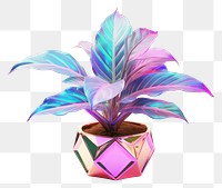 PNG  Potted plant iridescent leaf white background decoration.