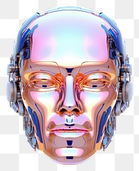 PNG  Robot face iridescent white background photography technology.