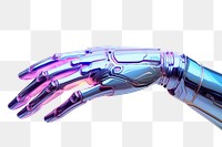 PNG  Robot hand iridescent white background electronics technology.