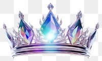 PNG  Tall crown iridescent jewelry white background illuminated.