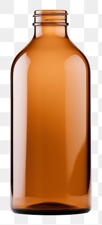 PNG Brown glass bottle mockup white background refreshment studio shot.