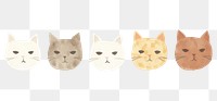 PNG Cute cat heads as line watercolour illustration animal mammal pet.