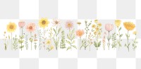 PNG Cute summer flowers as line watercolour illustration pattern petal plant.