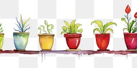 PNG Flower pots boarder plant leaf arrangement.