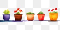 PNG Flower pots boarder plant arrangement creativity.
