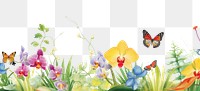 PNG Orchid and butterfly boarder backgrounds outdoors nature.