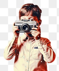 PNG Collage Retro dreamy of boy camera photography portrait.