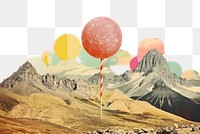 PNG Collage Retro dreamy of the mountain outdoors lollipop balloon.