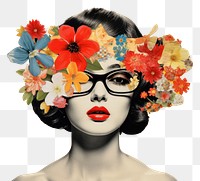 PNG Collage Retro dreamy of women and women flower art portrait.