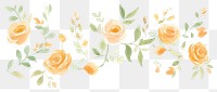 PNG Orange roses as line watercolour illustration backgrounds pattern flower.