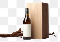 PNG Wooden wine box packaging mockup bottle drink refreshment.