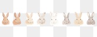 PNG Rabbit heads as line watercolour illustration animal mammal white background.