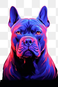 PNG Illustration American Bully neon rim light purple portrait bulldog.
