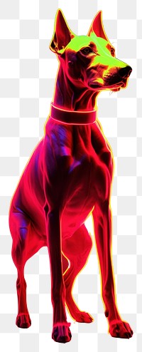 PNG Illustration Dobermann neon rim light mammal animal purple.