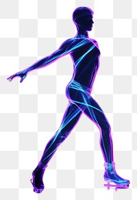 PNG Illustration figure skater Neon rim light purple neon dancing.