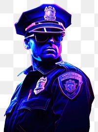 PNG Illustration policeman performer Neon rim light portrait purple badge.
