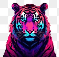 PNG Illustration roaring Bengal tiger neon rim light wildlife portrait animal.