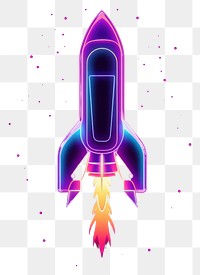 PNG Illustration rocket neon rim light purple night blue.