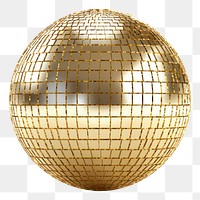 PNG Disco ball sphere gold white background.