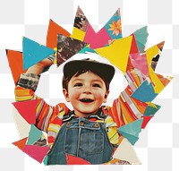 PNG Retro Collages whit a happy boy collage art portrait.