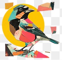 PNG Retro Collages whit a happy bird collage art painting.