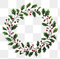 PNG Holly wreath in embroidery style pattern celebration creativity.