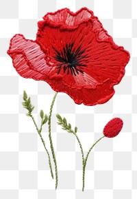 PNG Poppy in embroidery style flower petal plant.
