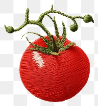 PNG Tomato in embroidery style food accessories ingredient.