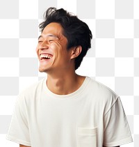 PNG Asian man laughing t-shirt adult.