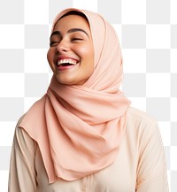 PNG Middle eastern woman in summer outfit laughing smiling scarf.