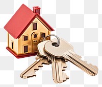 PNG House keys with red house keychain architecture investment building.