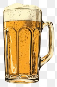 PNG Silkscreen illustration of a pint of beer drink lager glass.
