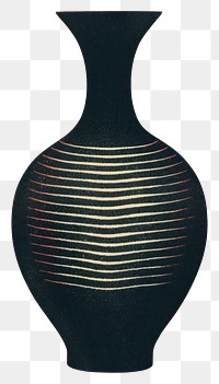 PNG Silkscreen illustration of a vase pottery craft art.