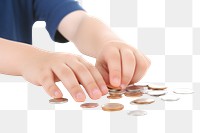 PNG  Coins hand finger money. AI generated Image by rawpixel.