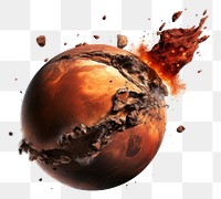 PNG  Picture of Mars hit by a meteorite planet space white background. AI generated Image by rawpixel.