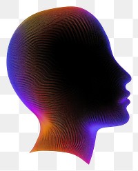 PNG  A woman head silhouette technology purple black background.